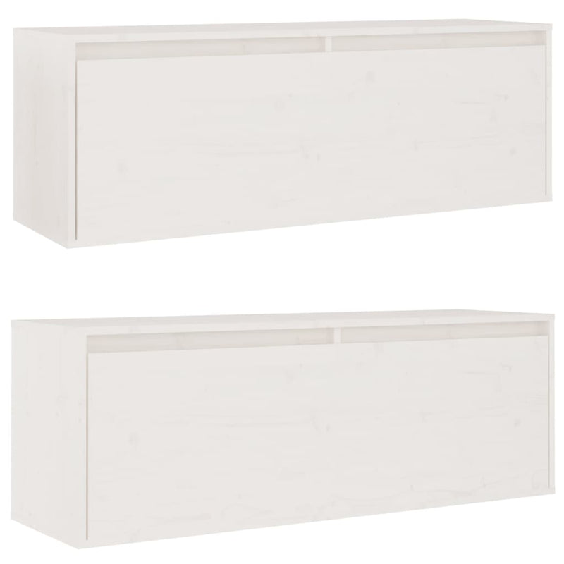 Wall Cabinets 2pcs White 100x30x35 cm Solid Wood Pine Payday Deals