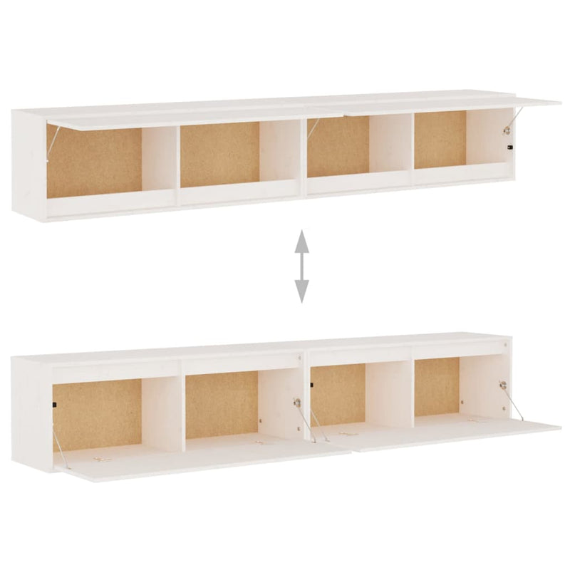 Wall Cabinets 2pcs White 100x30x35 cm Solid Wood Pine Payday Deals