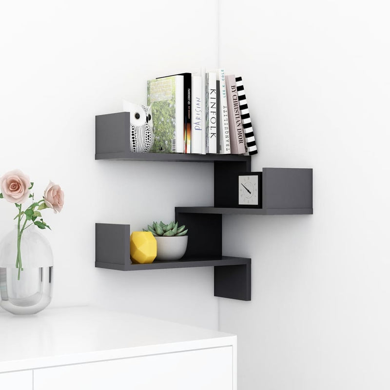 Wall Corner Shelf Grey 40x40x50 cm Chipboard Payday Deals