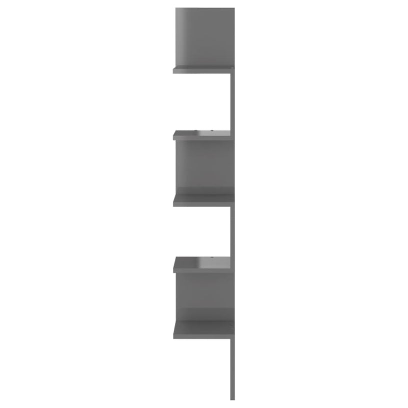 Wall Corner Shelf High Gloss Grey 20x20x127.5 cm Chipboard Payday Deals