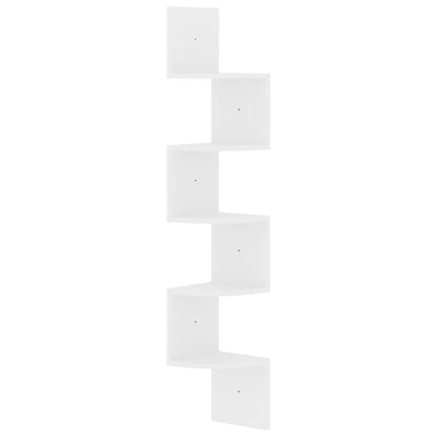 Wall Corner Shelf High Gloss White 19x19x123 cm Chipboard Payday Deals