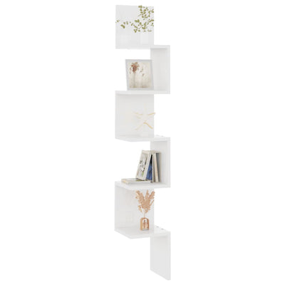 Wall Corner Shelf High Gloss White 20x20x127.5 cm Chipboard Payday Deals