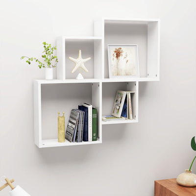 Wall Cube Shelf High Gloss White 80x15x78.5 cm Chipboard