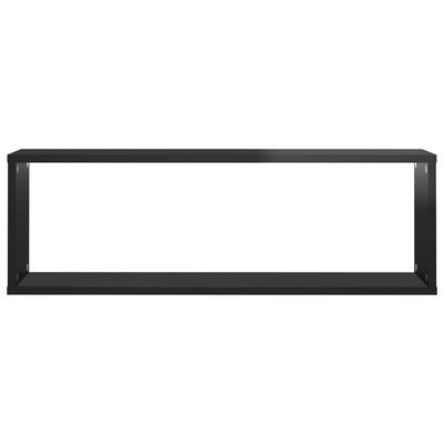 Wall Cube Shelves 2 pcs High Gloss Black 80x15x26.5 cm Chipboard Payday Deals