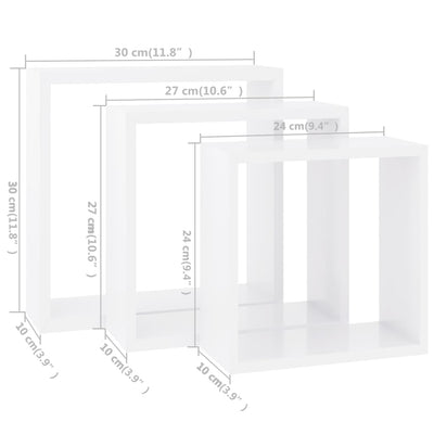 Wall Cube Shelves 3 pcs White MDF Payday Deals