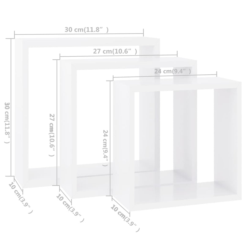 Wall Cube Shelves 3 pcs White MDF Payday Deals