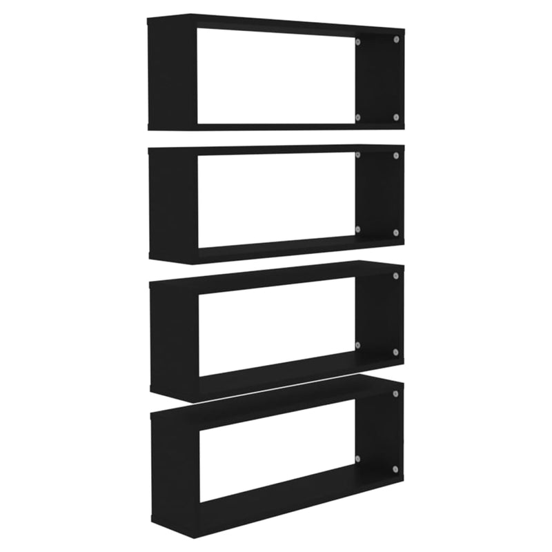 Wall Cube Shelves 4 pcs Black 60x15x23 cm Engineered Wood Payday Deals