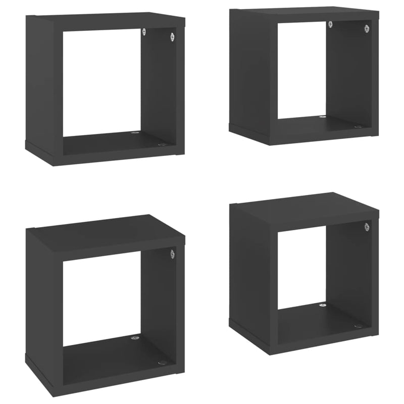 Wall Cube Shelves 4 pcs Grey 22x15x22 cm Payday Deals