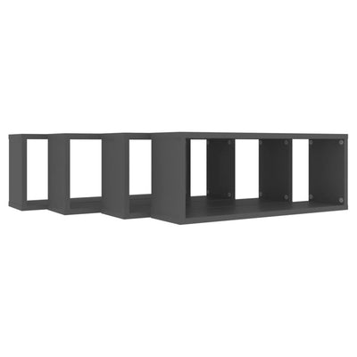 Wall Cube Shelves 4 pcs Grey 60x15x23 cm Chipboard Payday Deals