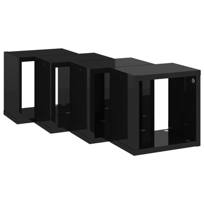 Wall Cube Shelves 4 pcs High Gloss Black 22x15x22 cm Payday Deals