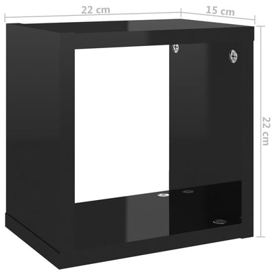 Wall Cube Shelves 4 pcs High Gloss Black 22x15x22 cm Payday Deals