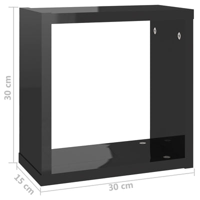 Wall Cube Shelves 4 pcs High Gloss Black 30x15x30 cm Payday Deals