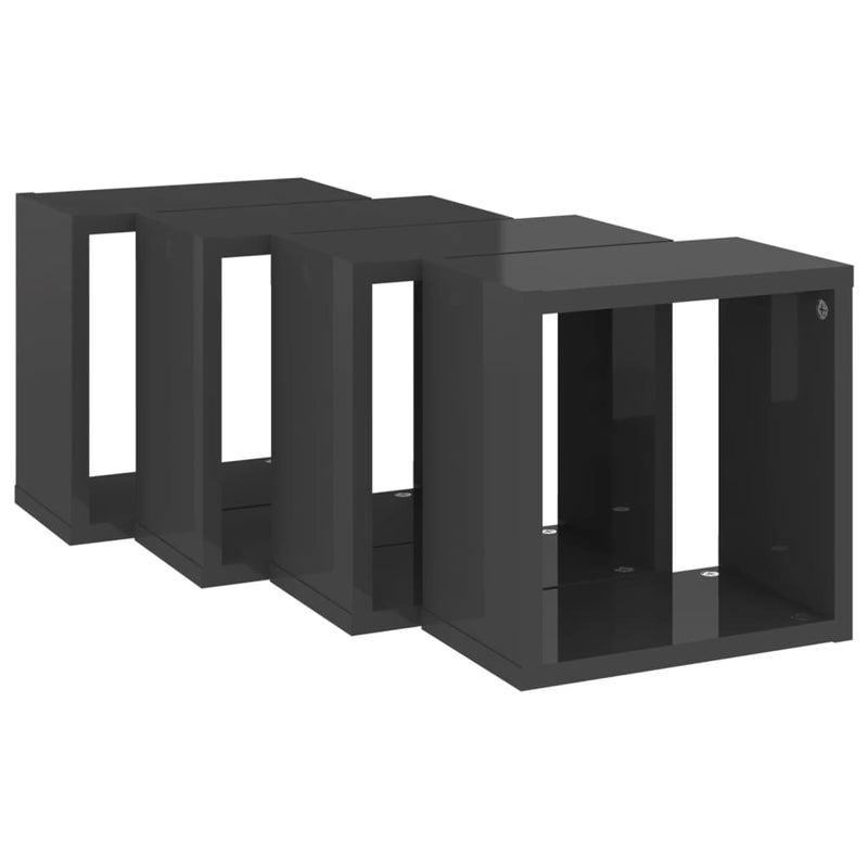 Wall Cube Shelves 4 pcs High Gloss Grey 26x15x26 cm Payday Deals