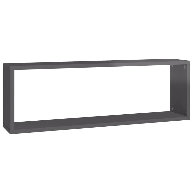 Wall Cube Shelves 4 pcs High Gloss Grey 80x15x26.5 cm Engineered Wood Payday Deals