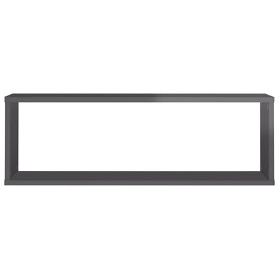 Wall Cube Shelves 4 pcs High Gloss Grey 80x15x26.5 cm Engineered Wood Payday Deals