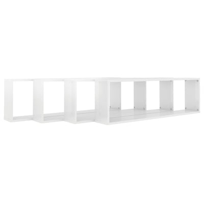 Wall Cube Shelves 4 pcs High Gloss White 100x15x30 cm Chipboard Payday Deals