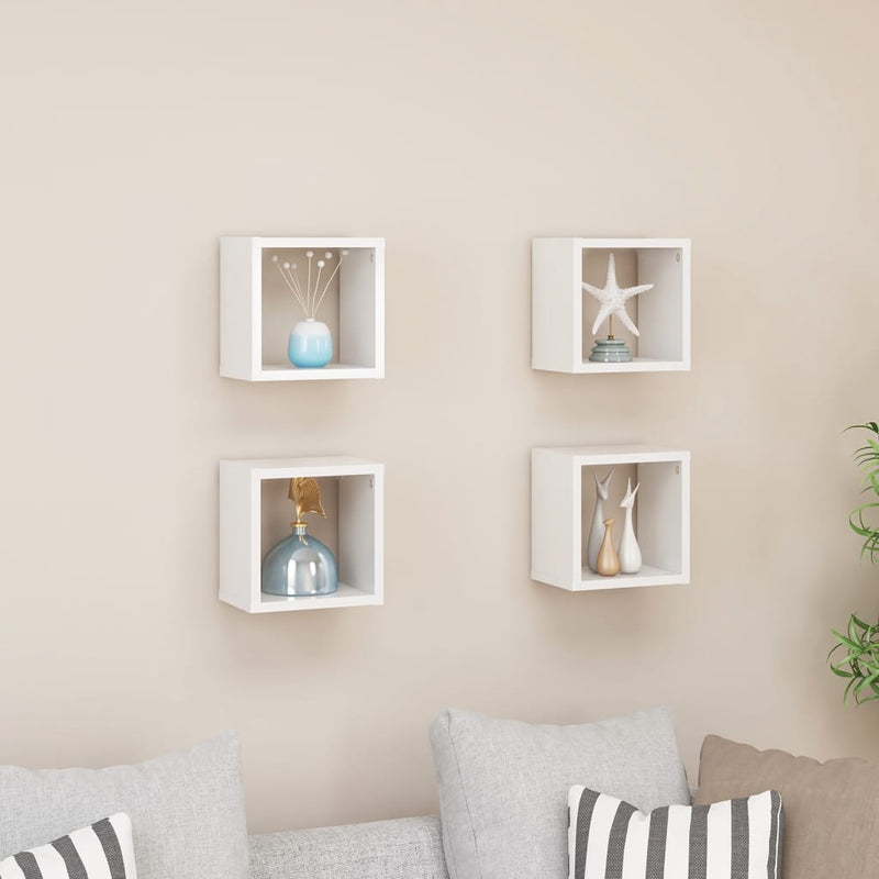 Wall Cube Shelves 4 pcs High Gloss White 22x15x22 cm Payday Deals