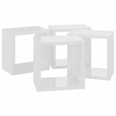 Wall Cube Shelves 4 pcs High Gloss White 22x15x22 cm Payday Deals