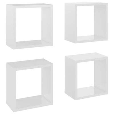 Wall Cube Shelves 4 pcs High Gloss White 26x15x26 cm Payday Deals