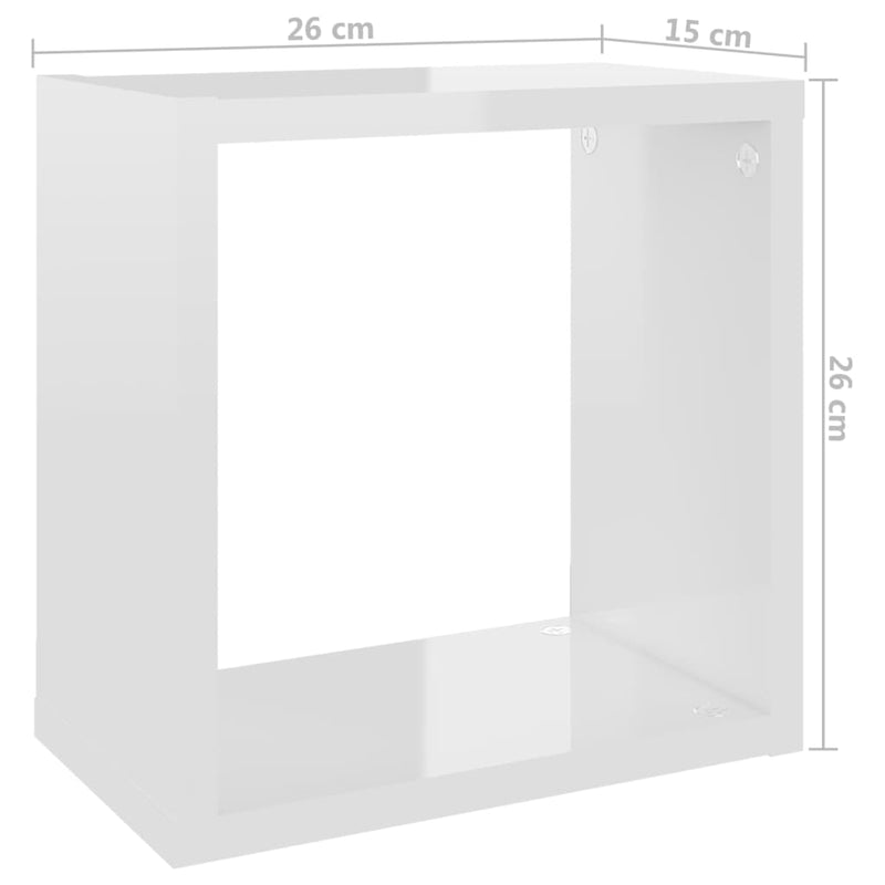 Wall Cube Shelves 4 pcs High Gloss White 26x15x26 cm Payday Deals