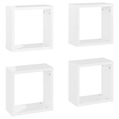 Wall Cube Shelves 4 pcs High Gloss White 30x15x30 cm Payday Deals