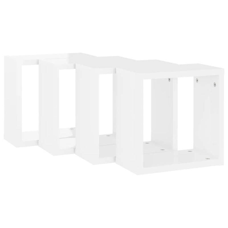 Wall Cube Shelves 4 pcs High Gloss White 30x15x30 cm Payday Deals