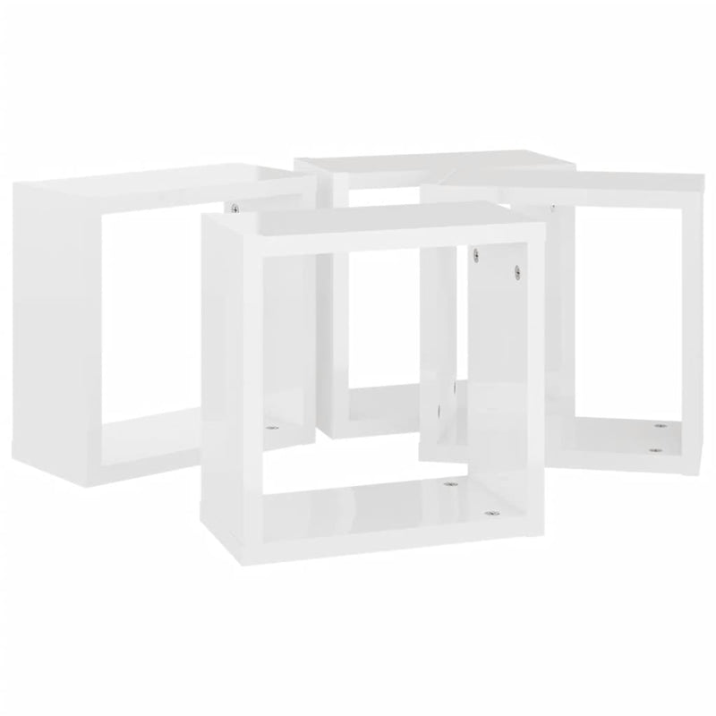 Wall Cube Shelves 4 pcs High Gloss White 30x15x30 cm Payday Deals