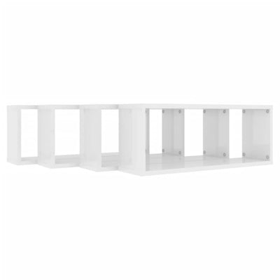 Wall Cube Shelves 4 pcs High Gloss White 60x15x23 cm Chipboard Payday Deals