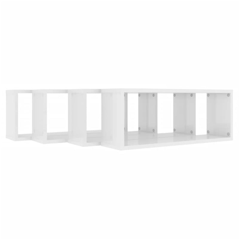 Wall Cube Shelves 4 pcs High Gloss White 60x15x23 cm Chipboard Payday Deals