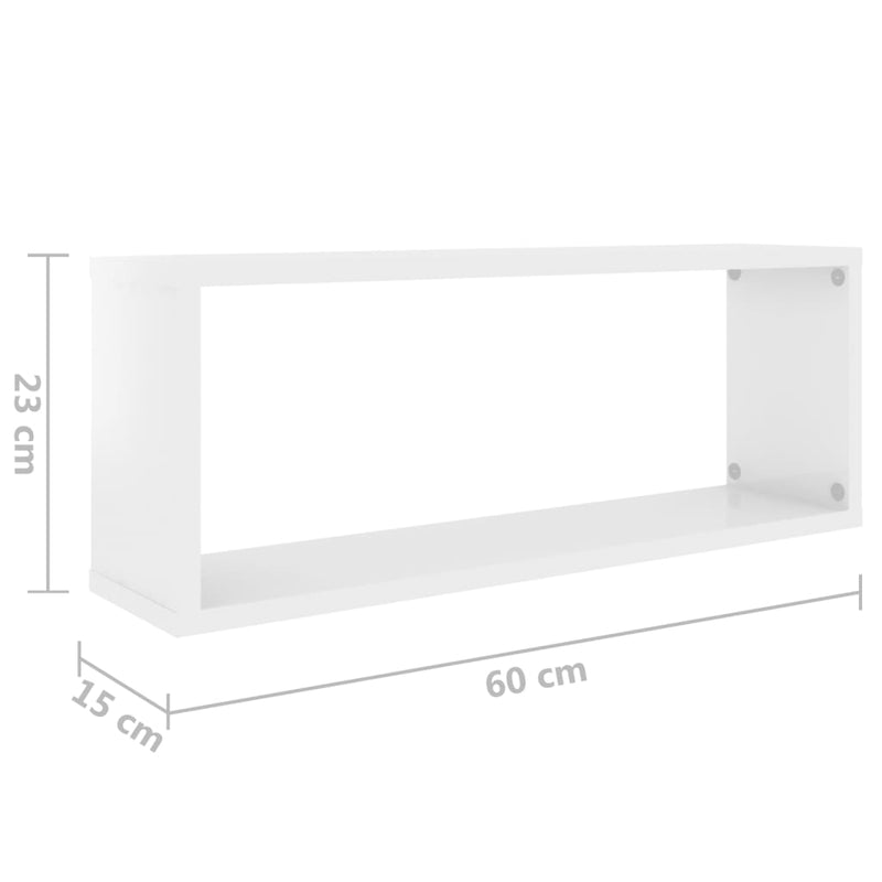 Wall Cube Shelves 4 pcs High Gloss White 60x15x23 cm Chipboard Payday Deals