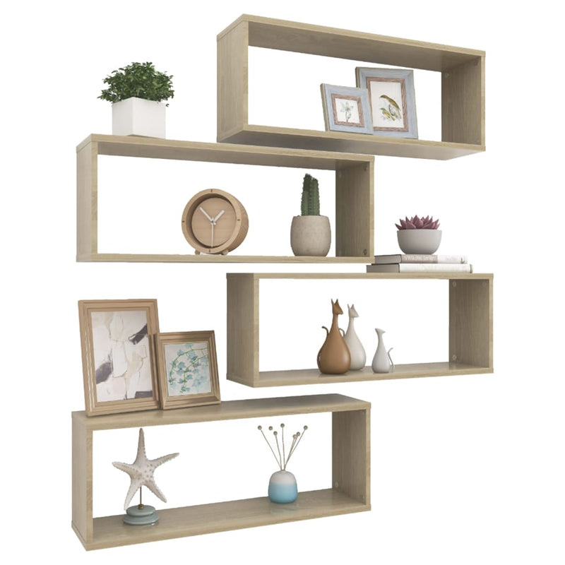 Wall Cube Shelves 4 pcs Sonoma Oak 60x15x23 cm Engineered Wood Payday Deals