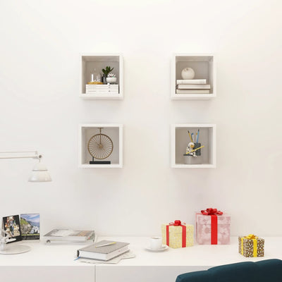 Wall Cube Shelves 4 pcs White 22x15x22 cm Payday Deals