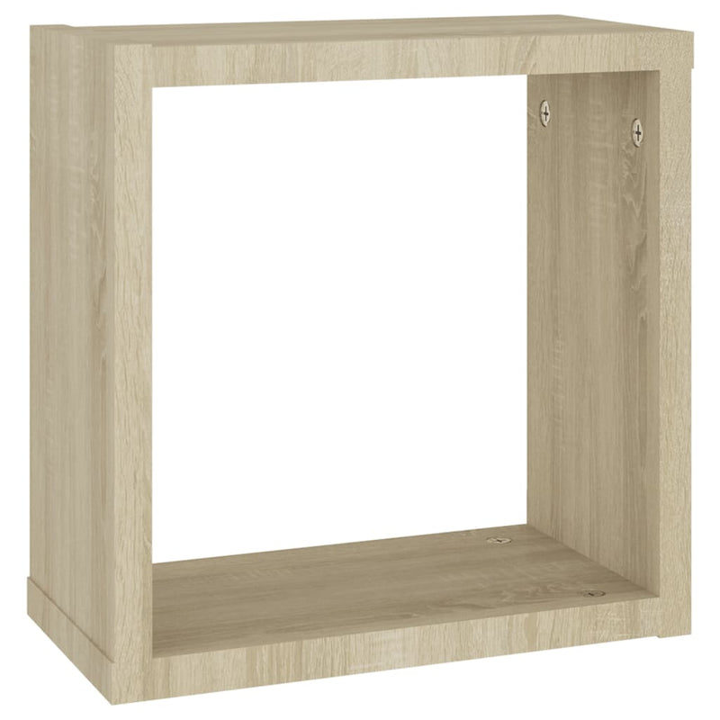 Wall Cube Shelves 4 pcs White and Sonoma Oak 30x15x30 cm Payday Deals