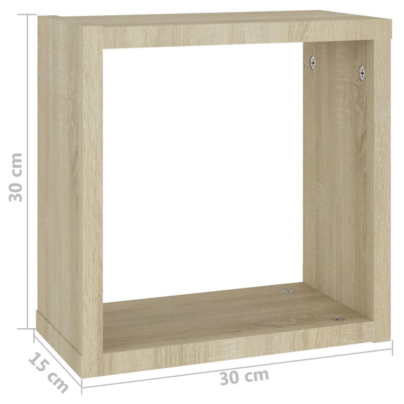 Wall Cube Shelves 4 pcs White and Sonoma Oak 30x15x30 cm Payday Deals