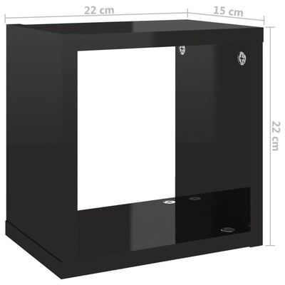 Wall Cube Shelves 6 pcs High Gloss Black 22x15x22 cm Payday Deals