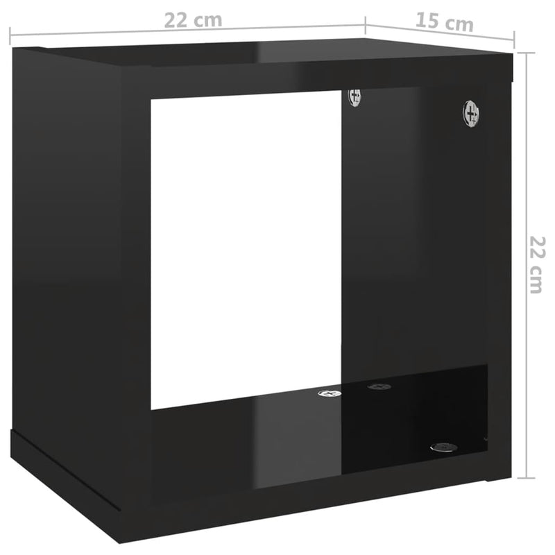 Wall Cube Shelves 6 pcs High Gloss Black 22x15x22 cm Payday Deals