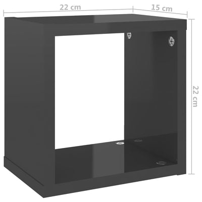 Wall Cube Shelves 6 pcs High Gloss Grey 22x15x22 cm Payday Deals
