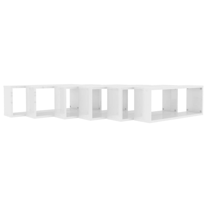 Wall Cube Shelves 6 pcs High Gloss White 60x15x23 cm Chipboard Payday Deals