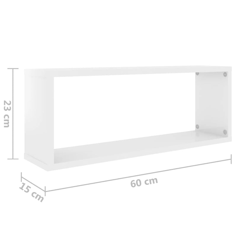 Wall Cube Shelves 6 pcs High Gloss White 60x15x23 cm Chipboard Payday Deals