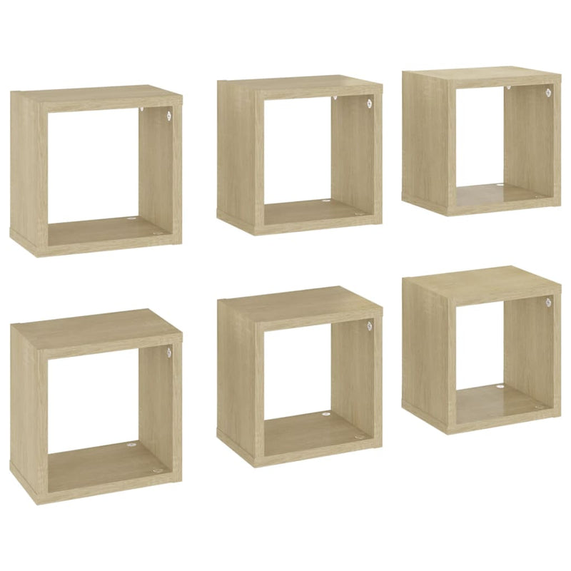 Wall Cube Shelves 6 pcs Sonoma Oak 22x15x22 cm Payday Deals