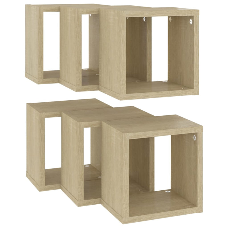 Wall Cube Shelves 6 pcs Sonoma Oak 22x15x22 cm Payday Deals