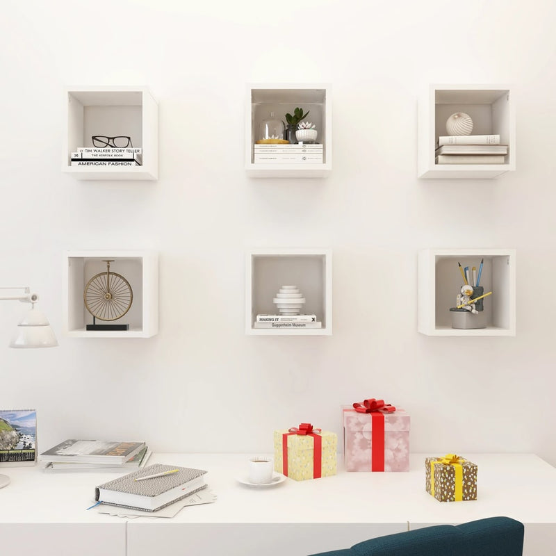 Wall Cube Shelves 6 pcs White 22x15x22 cm Payday Deals