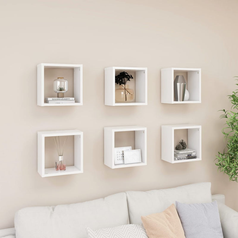 Wall Cube Shelves 6 pcs White 26x15x26 cm Payday Deals