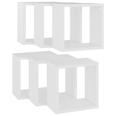 Wall Cube Shelves 6 pcs White 26x15x26 cm Payday Deals