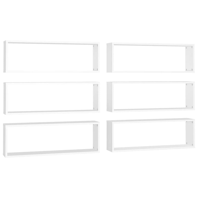 Wall Cube Shelves 6 pcs White 80x15x26.5 cm Chipboard Payday Deals