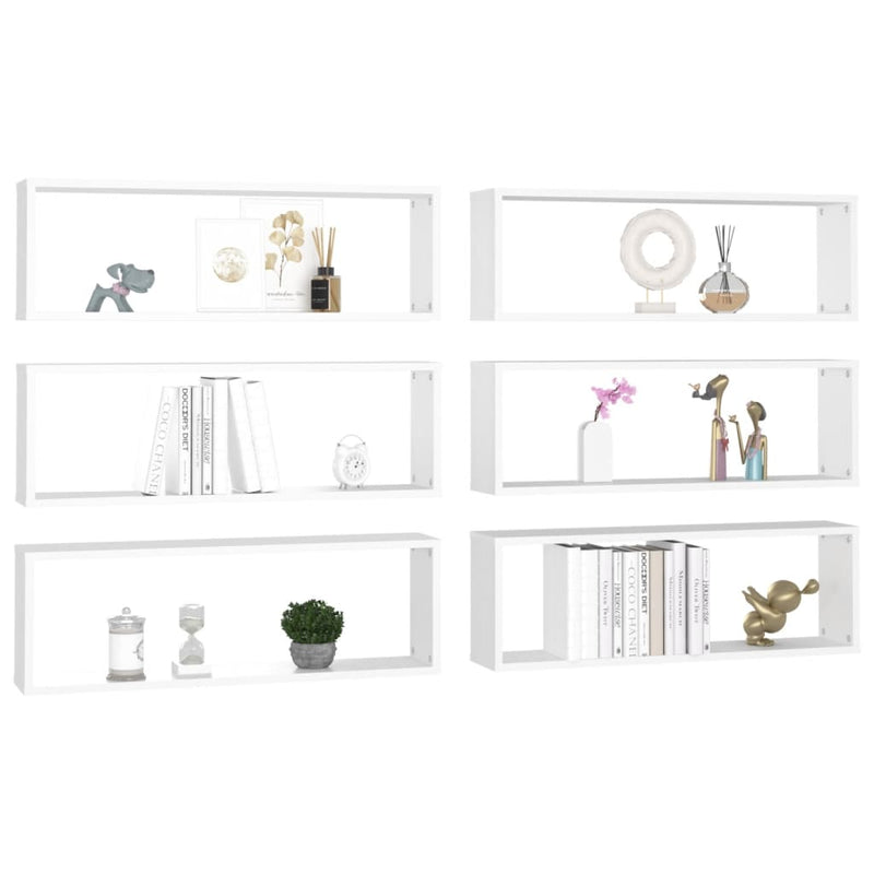 Wall Cube Shelves 6 pcs White 80x15x26.5 cm Chipboard Payday Deals