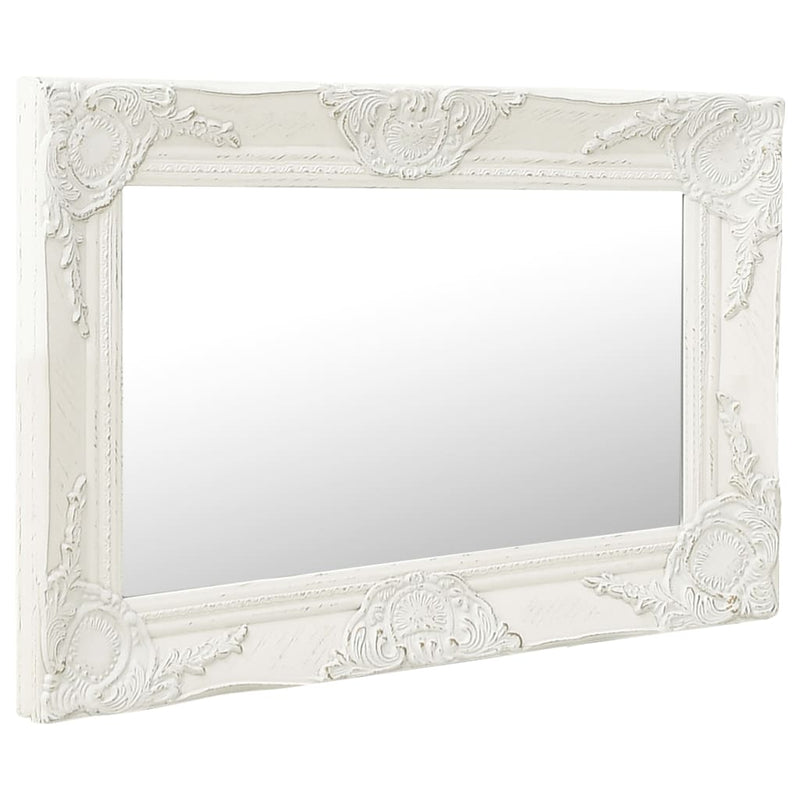 Wall Mirror Baroque Style 60x40 cm White Payday Deals