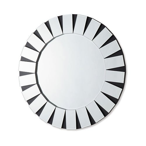 Wall Mirror MDF Construction Round Shape Combination of Black & Silver Colour Payday Deals