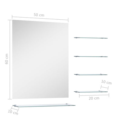 Wall Mirror with 5 Shelves Silver 50x60 cm Payday Deals