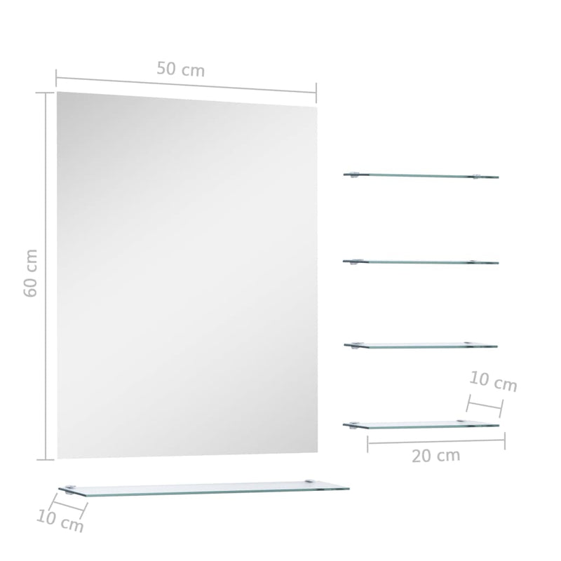 Wall Mirror with 5 Shelves Silver 50x60 cm Payday Deals